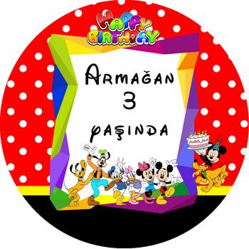 Mickey Mouse ve Arkadaşları Temalı Akrilik Daire Magnet