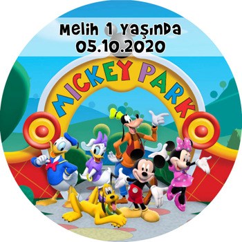 Mickey Mouse Temalı Akrilik Daire Magnet