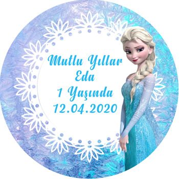 Elsa Temalı Akrilik Daire Magnet