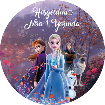 Elsa Karlar Ülkesi Temalı Akrilik Daire Magnet