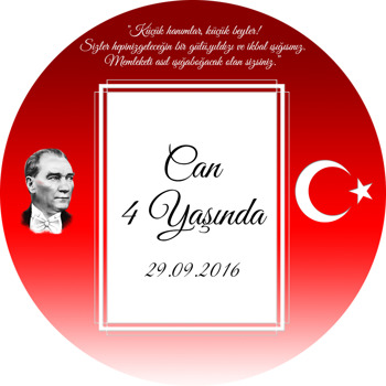 Atatürk ve Bayrak Temalı Akrilik Daire Magnet