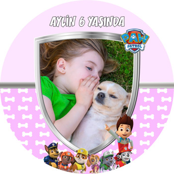 Paw Patrol Pembe Temalı Resimli Akrilik Daire Magnet