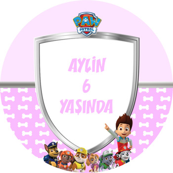 Paw Patrol Pembe Temalı Akrilik Daire Magnet