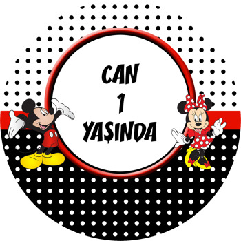 Mickey Mouse Temalı Akrilik Daire Magnet