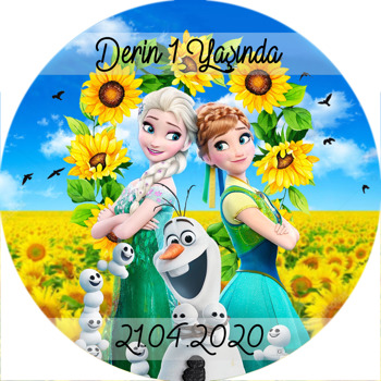 Anna Ve Elsa Temalı Akrilik Daire Magnet