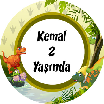 Dinozorlar Temalı Akrilik Daire Magnet