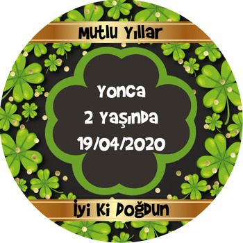 Yonca Temalı Akrilik Daire Magnet