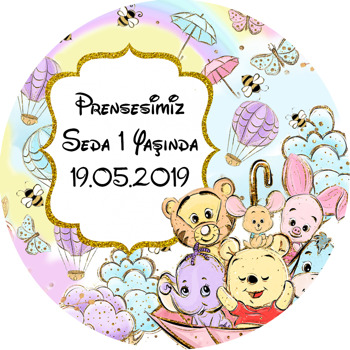 Baby Winnie The Pooh Temalı Akrilik Daire Magnet