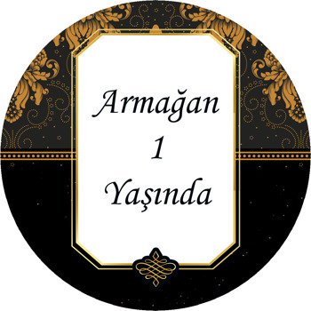 Siyah Damask Temalı Akrilik Daire Magnet