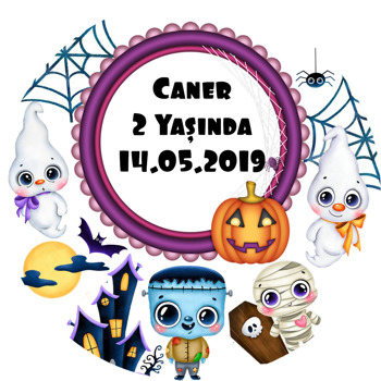 Halloween Boo Temalı Akrilik Daire Magnet