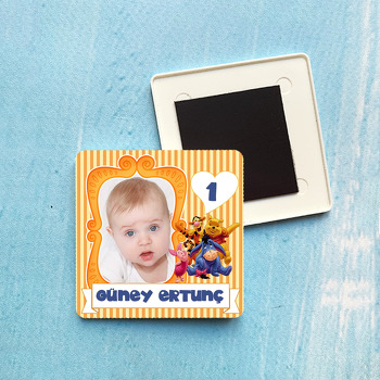 Winnie The Pooh Temalı Plastik Kare Magnet