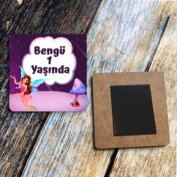 Peri Kızı Temalı Kare Ahşap Magnet