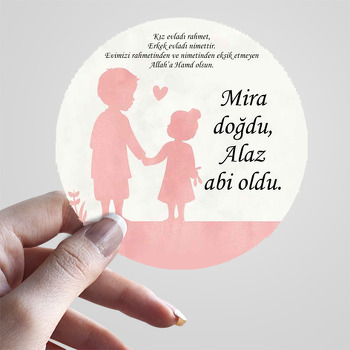 Abi Kardeş Pembe Silüet Temalı Sticker