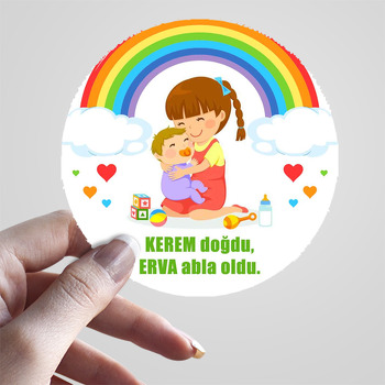 Abla Kız Kardeş ile Gökkuşağı Temalı Sticker