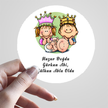 Abla ve Abi Oldu Temalı Hoşgeldin Bebek Hediyelik Sticker