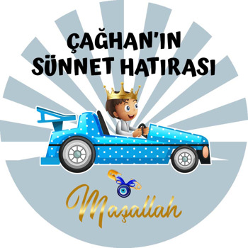 Açık Mavi Puantiye Arabalı Sünnet Çocuğu Temalı Sticker