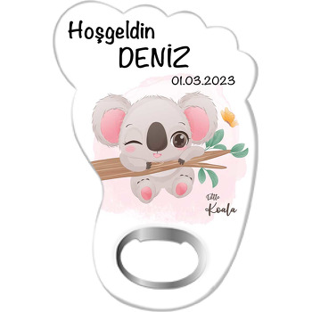 Ağaç Dalında Koala ile Kelebek Temalı Ayak İzi Magnet Açacak