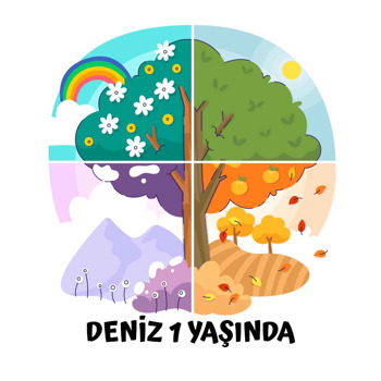 Ağaçta Dört Mevsim Temalı Sticker