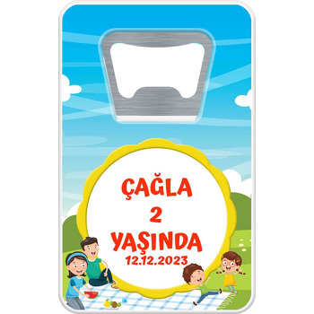 Aile ile Piknik Temalı Dikdörtgen Magnet Açacak