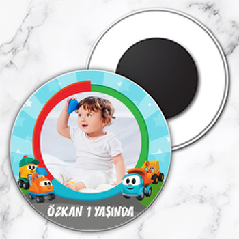 Akıllı Kamyon Leo ile Arkadaşları Temalı Daire Plastik Magnet