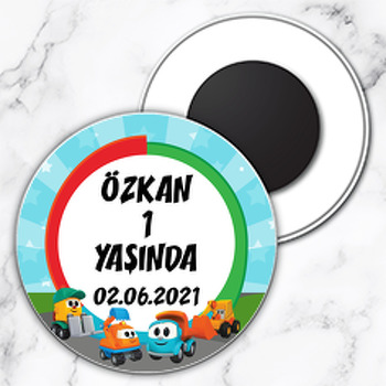 Akıllı Kamyon Leo ile Arkadaşları Temalı Daire Plastik Magnet