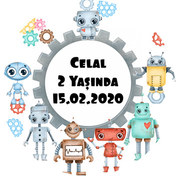 Akıllı Robotlar Temalı Doğum Günü Sticker