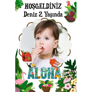 Aloha Temalı Doğum Günü Parti Afiş