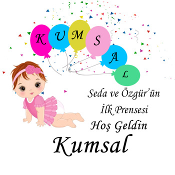 Altı Harfli Balonlu Kız Bebek Temalı Parti Süs Sticker