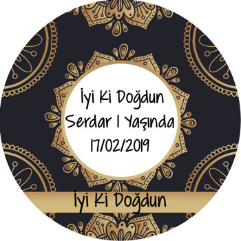 Altın Desen Temalı Doğum Günü Sticker