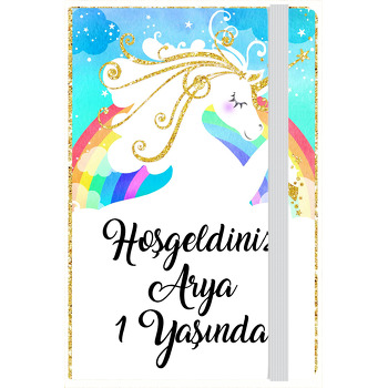 Altın Saçlı Unicorn Temalı Doğum Günü Kişiye Anı Özel Defter