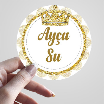 Altın Simli Taç Temalı Sticker