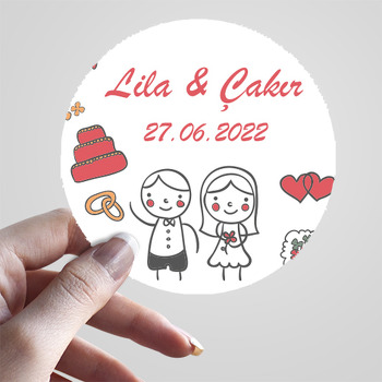 Alyans ile Şirin Gelin Damat Temalı Sticker