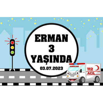 Ambulans Temalı Doğum Günü Afiş