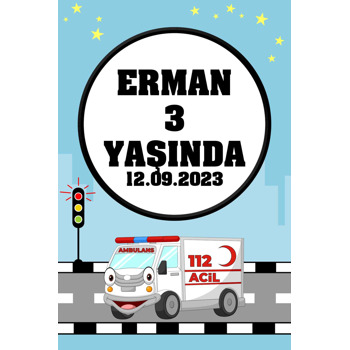 Ambulans Temalı Doğum Günü Afiş