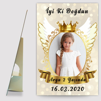 Angel Wings Temalı Ayaklı Ahşap Pano