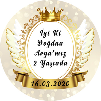 Angel Wings Temalı Doğum Günü Sticker