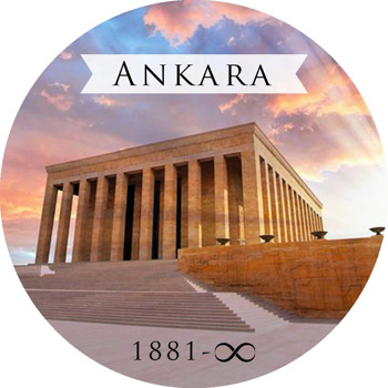 Ankara Anıtkabir ile Şehirler Temalı Akrilik Daire Magnet