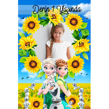 Anna Ve Elsa Temalı Doğum Günü Afiş