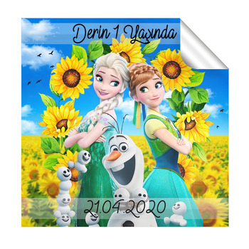 Anna Ve Elsa Temalı Kare Etiket