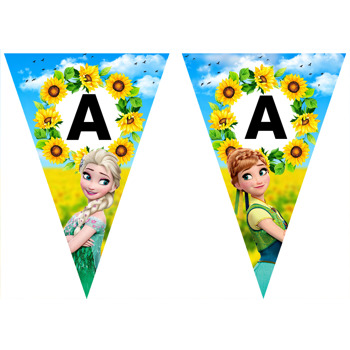 Anna Ve Elsa Temalı Parti Banner Flama