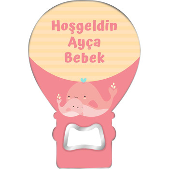 Anne Çocuk Bebek ile Sarı Fon Temalı Balon Magnet Açacak