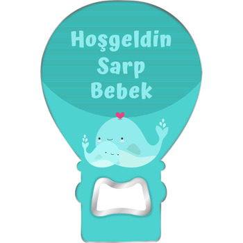 Anne Çocuk Bebek ile Yeşil Fon Temalı Balon Magnet Açacak