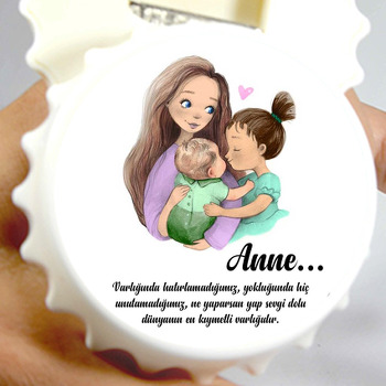 Anne ile Abla Kardeş Temalı Kapak Şekilli Magnet Açacak