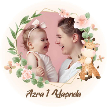 Anne Kız Zürafa Temalı Sticker