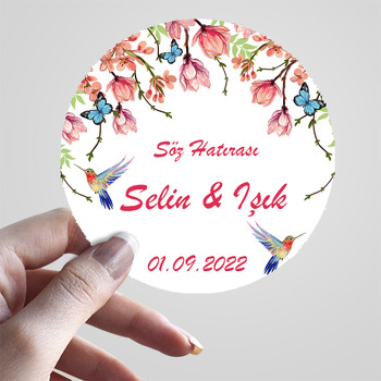 Arı Kuşu ile Çiçekli Dallar Temalı Sticker