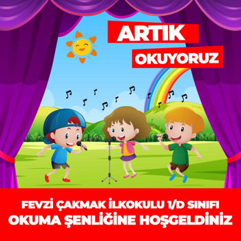 Artık Okuyoruz Okul Şenliği Temalı Kare Parti Afiş