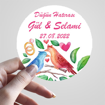 Aşık Kuşlar ile Alyans Temalı Sticker