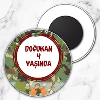 Asker Temalı Daire Plastik Magnet