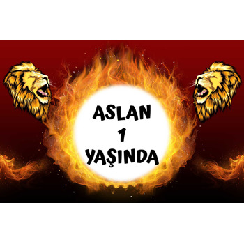 Aslan ile Ateşli Çerçeve Temalı Doğum Günü Afiş