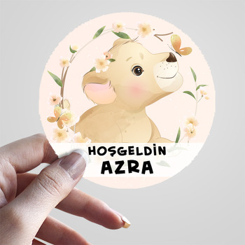 Aslan ile Kelebek Pudra Fon Temalı Sticker